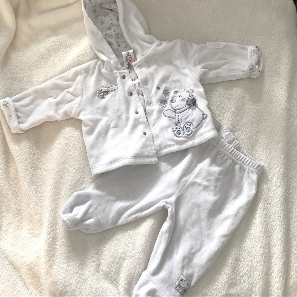 Cozy White Velvet Two Piece Set